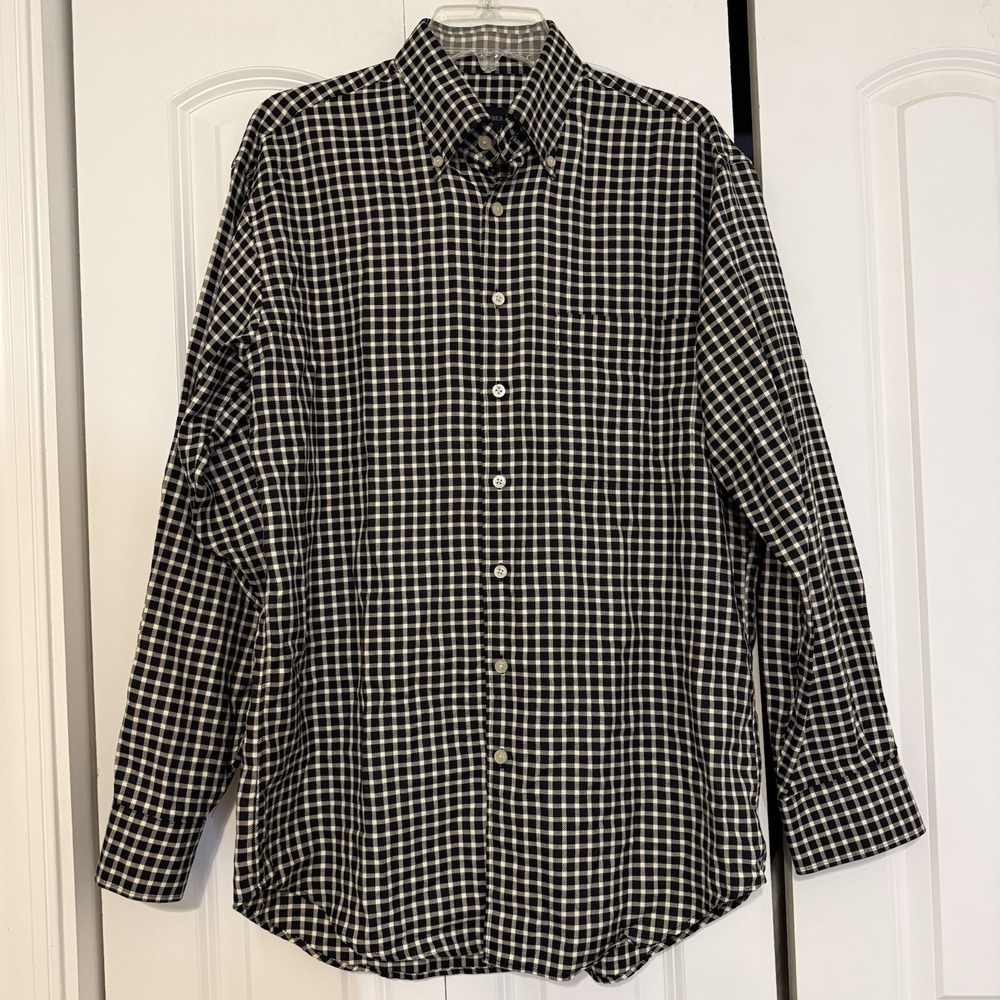 Scott Barber Men's Casual Long Sleeve Button Down Black & White Plaid Shirt Sz M
